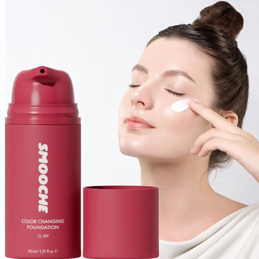 Smooche Color Changing Foundation Self-Adjusting Shade High Covers Imperfections Long-Lasting Makeup Retention Korean Cosmetics