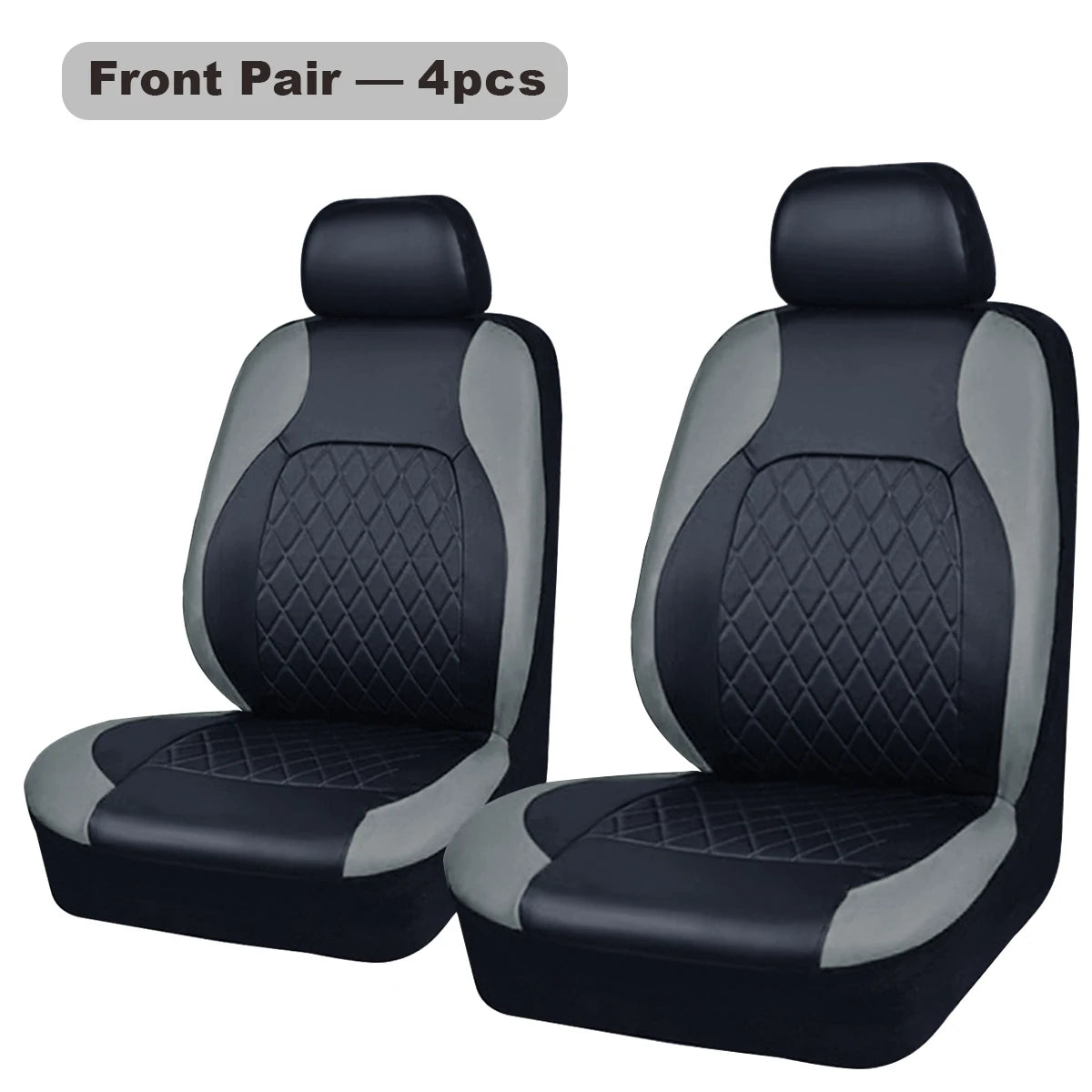 All-Season Quilted PU Leather Car Seat Cover, Waterproof Set