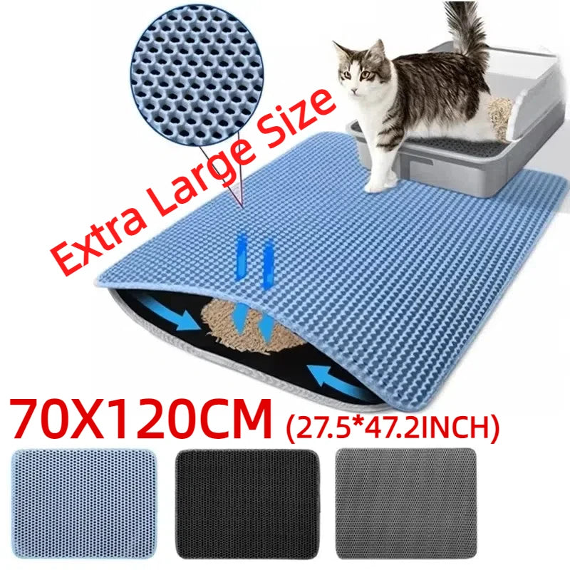 Pet Cat Litter Mat Waterproof Double Layer Cat Litter Trapping Pet Litter Box Mat Clean Pad Products For Cats Accessories