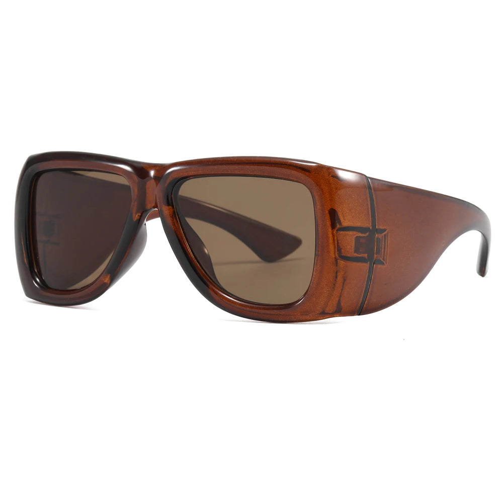 Oversized Square Y2K Sunglasses — Black Punk Shades, Unisex