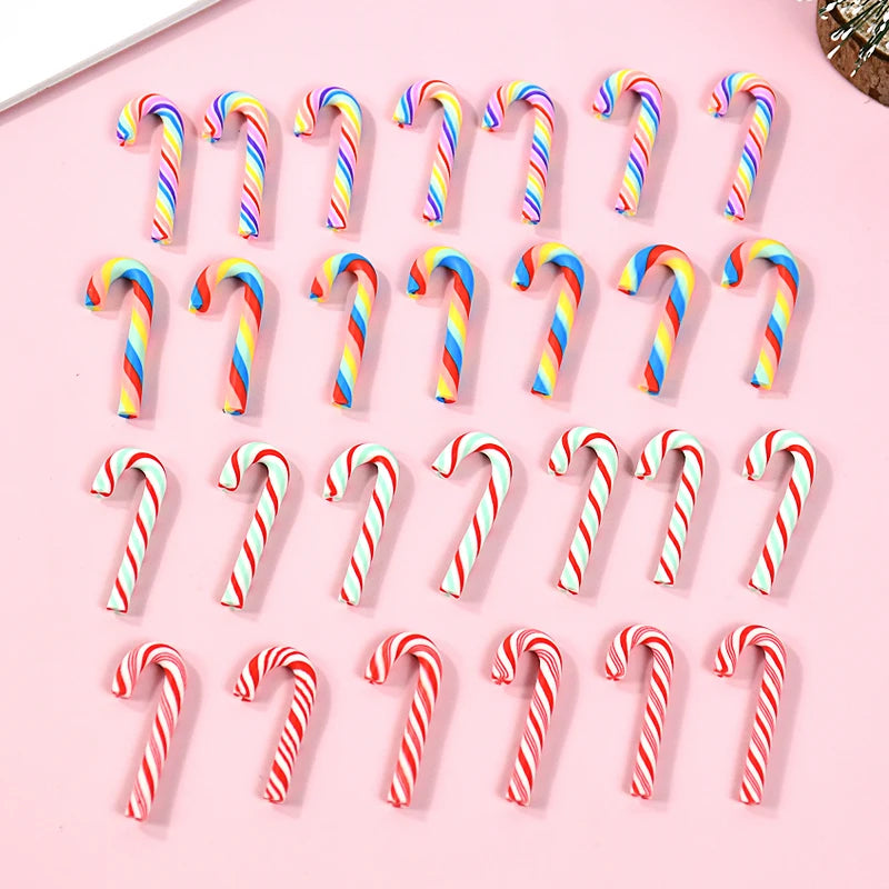 10/30/50Pcs Mini Candy Cane Christmas Decoration Red White Resin Candy DIY Crafts Xmas Pendant Navidad Home Decor 2026 New Year