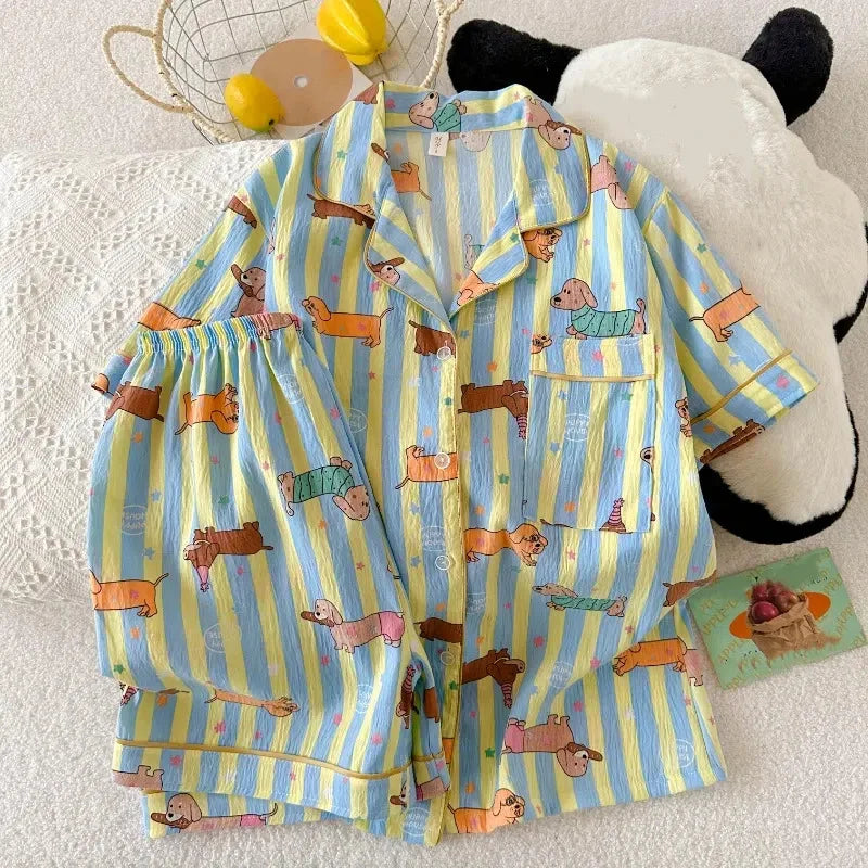 Star Stripe Dog Print Women's Pajama Set - Summer – photo 2