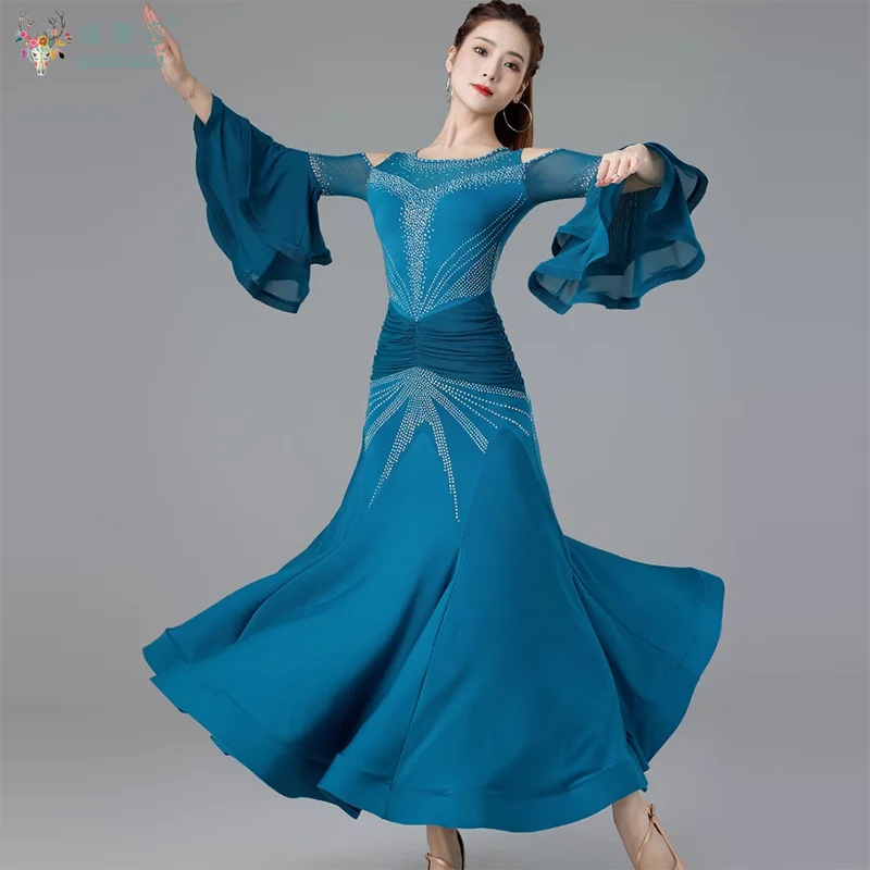 Women's big swing ballroom dress for waltz and foxtrot