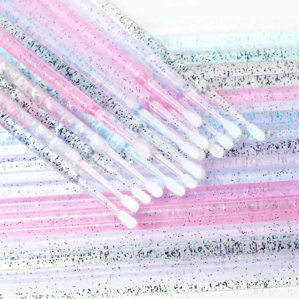 MMAlto 100pcs Eyelash Cleaning Microbrushes – Micro Cotton Swab Makeup Remover & Lash Extension Cleaning Tool | 14 Colors