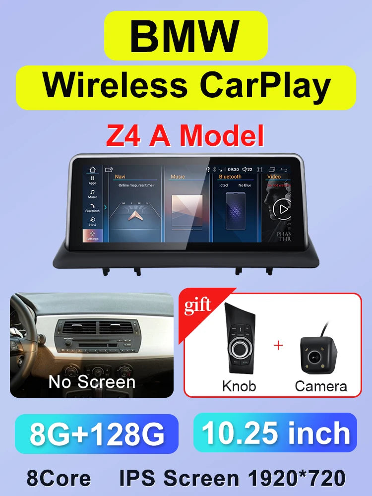 10.25" Car Stereo with Apple CarPlay & Android Auto, Compatible with BMW Z4 E85 E86 E89 (CIC/NBT)
