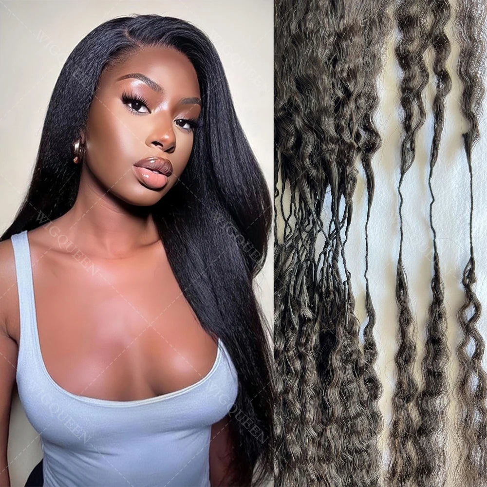 12A Invisible String Kinky Straight Crochet Human Hair Feather Hair Extensions PreLooped Yaki Straight Crochet Hair For Braiding