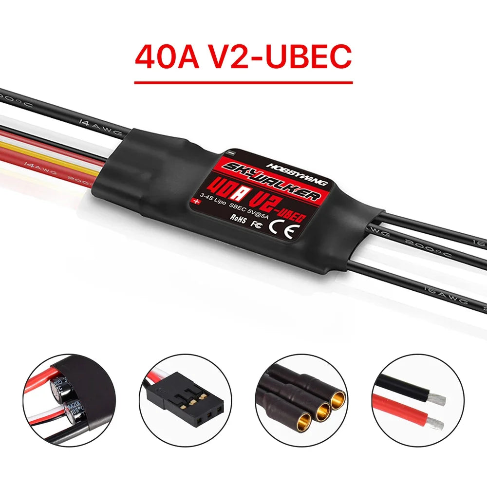 Hobbywing Skywalker V2 20A 30A 40A 50A 60A 80A 100A Brushless ESC BEC Speed Controller With Reverse Break For RC Fixed Wing