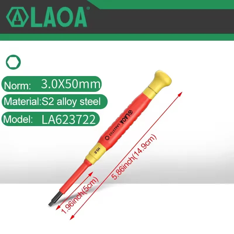 LAOA 1pc Insulated Precision Screwdriver SL1.0-3.0 aCross Small Size Screwdriver to Remove Watches Cell Phone NotebookT5-T10