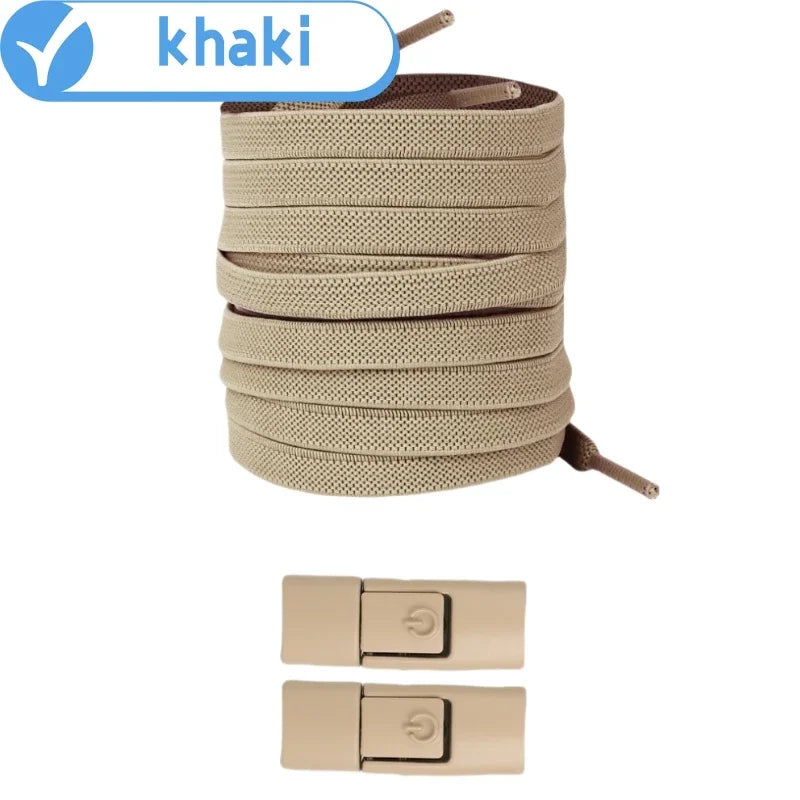 No-Tie Elastic Shoelaces with Press Lock – 8mm Flat Sneaker Laces for Kids & Adults | One Size Fits All Shoes
