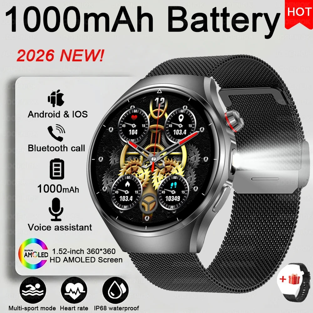 2026 G6 Max Smartwatch – 1000mAh Battery, Bluetooth Call, GPS Tracking & LED Flashlight | Men