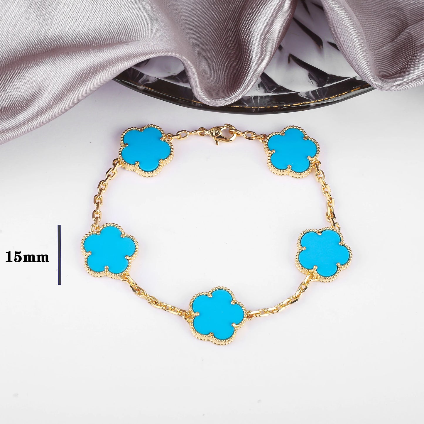 Five-Petal Flower Pendant Necklace — Natural Stone, 7 Colors
