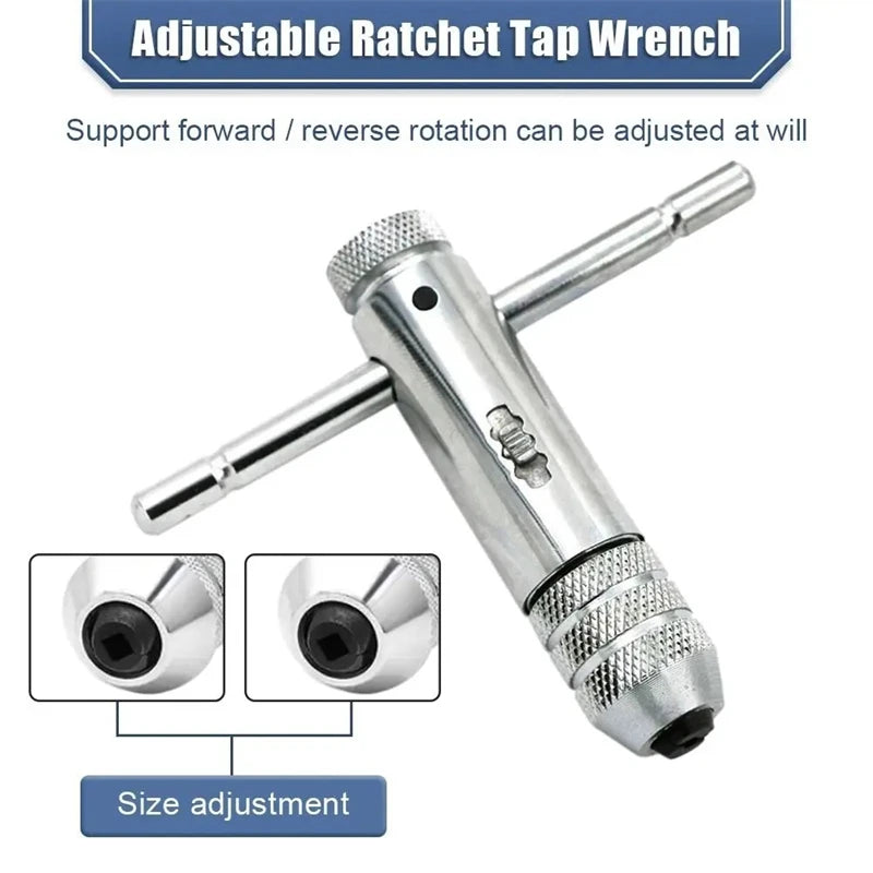 6 in 1 Ratchet T Tap Adjustable Holder Wrench With M3-M8 Screw Machine Hand Tool Thread Metric Plug T-shaped Tapping Tools