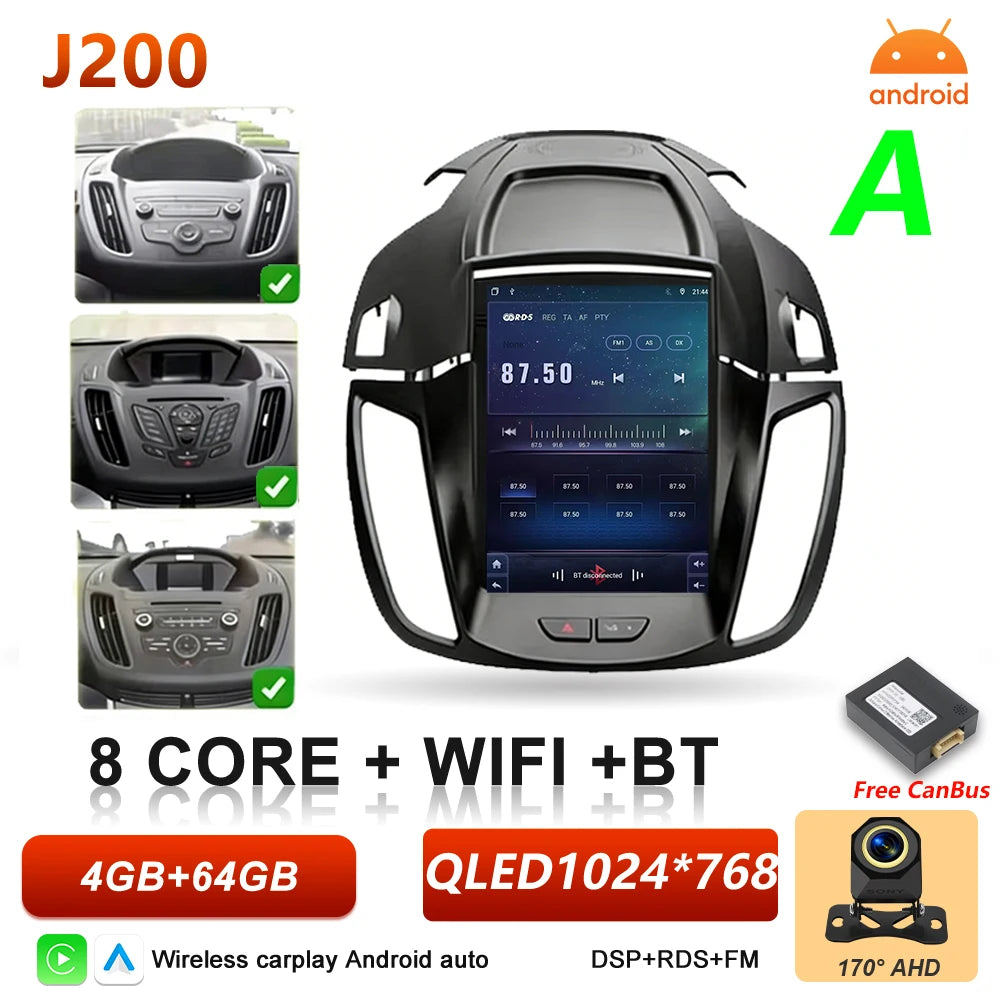 Car Stereo with Apple CarPlay & Android Auto, Compatible with Ford C-MAX, Kuga 2 & Escape 3