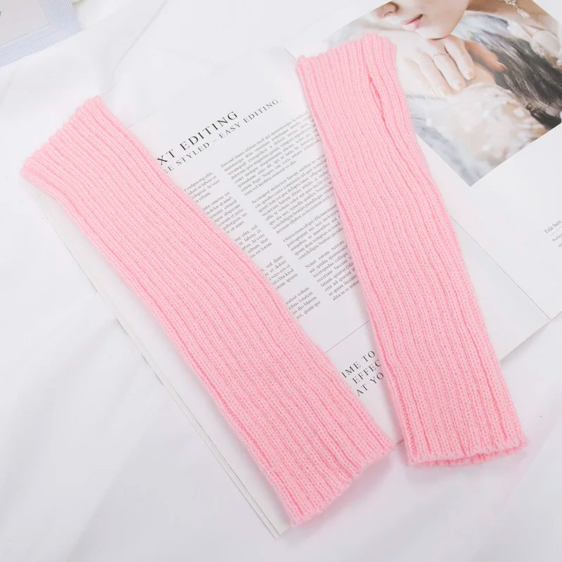 Women's Long Knit Fingerless Gloves, Arm Warmers