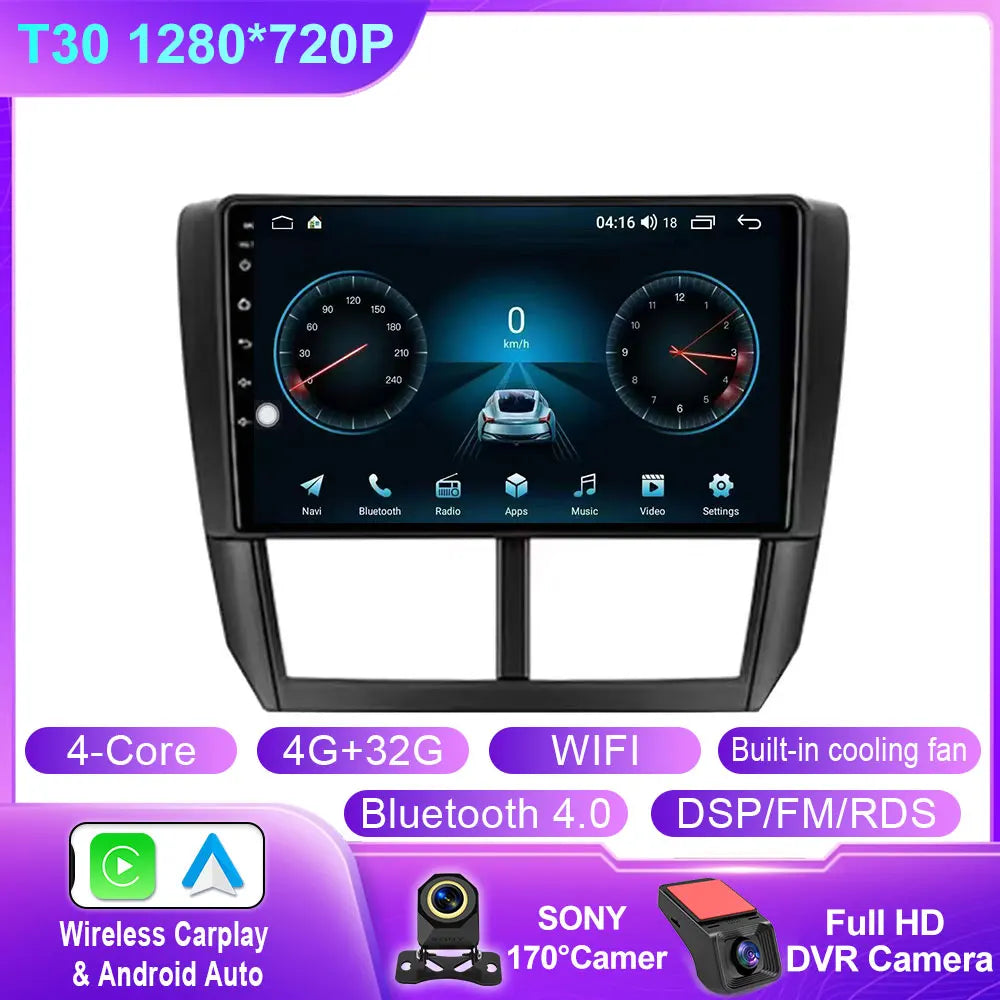 9" Android Car Stereo for Subaru Impreza GH/GE (2007–2011) — Wireless CarPlay, Android Auto, GPS, 4G, WiFi