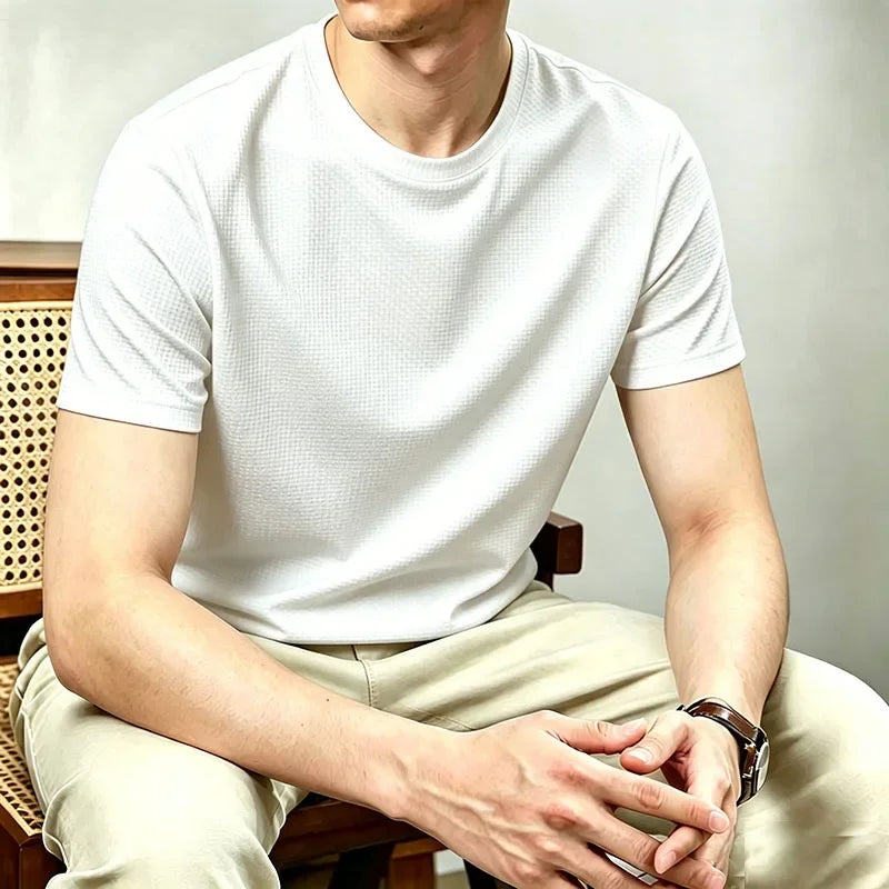 Men's Honeycomb Lattice Tee - Round Neck, Sweat-Wicking Lightweight