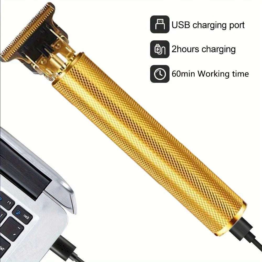 Professional Men's Cordless Electric Clipper, T-Blade Beard Trimming Kit, Haircutting Set with LED Display, Gift for men