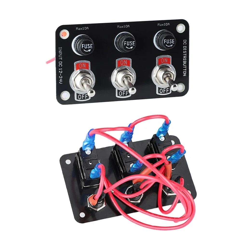 3/6 Gang Toggle Switch Panel On/Off Rocker Toggle Switch with 10A Fuse Racing Cars RV Camper Marine Boat Yacht 12V/24V Switches