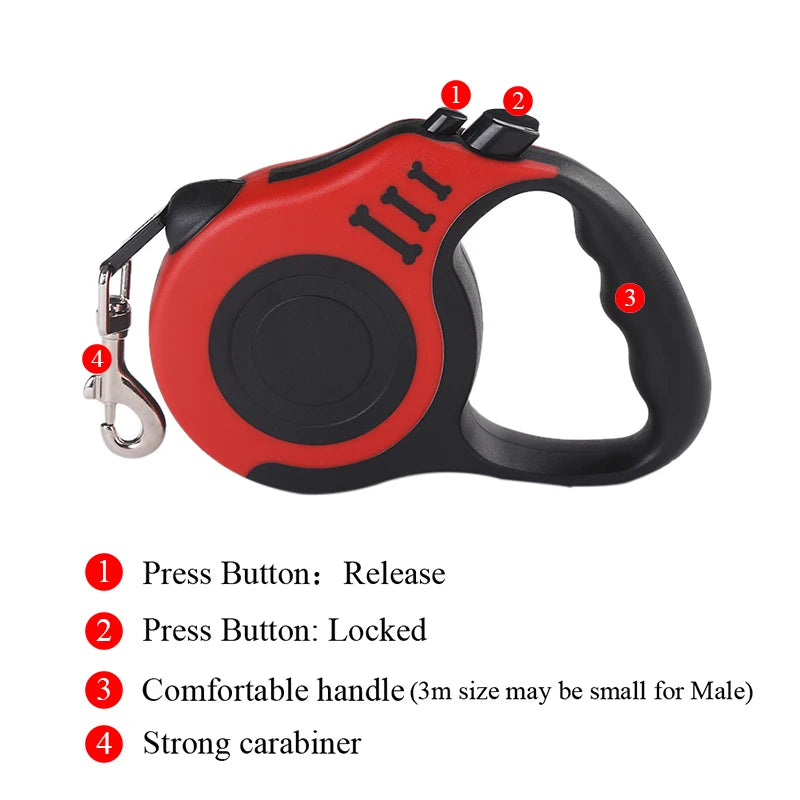3m 5m Dog Leash For Small Medium Dogs Automatic Retractable Nylon Rope Cat Lead Extension Puppy Walking Running Pets Supplies