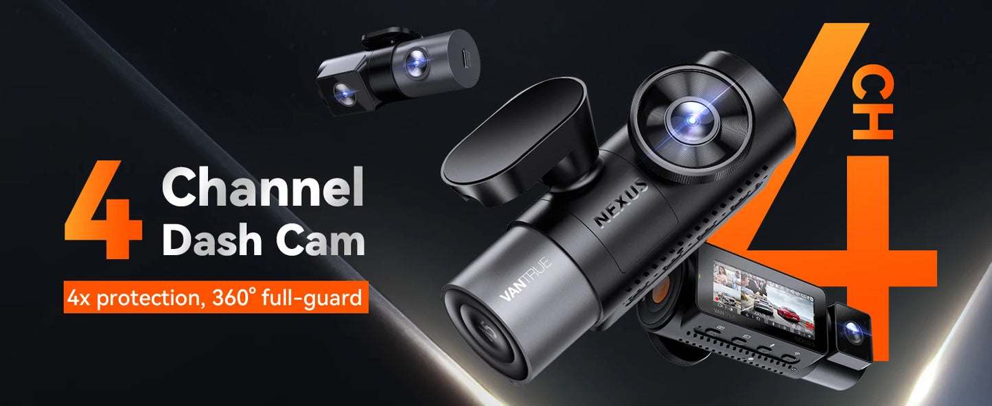 Vantrue N5 DashCam 4 Channel WiFi 360° All Sides  STARVIS 2 IR Night Vision Voice Control GPS Car Dash Cam Support 512GB Max