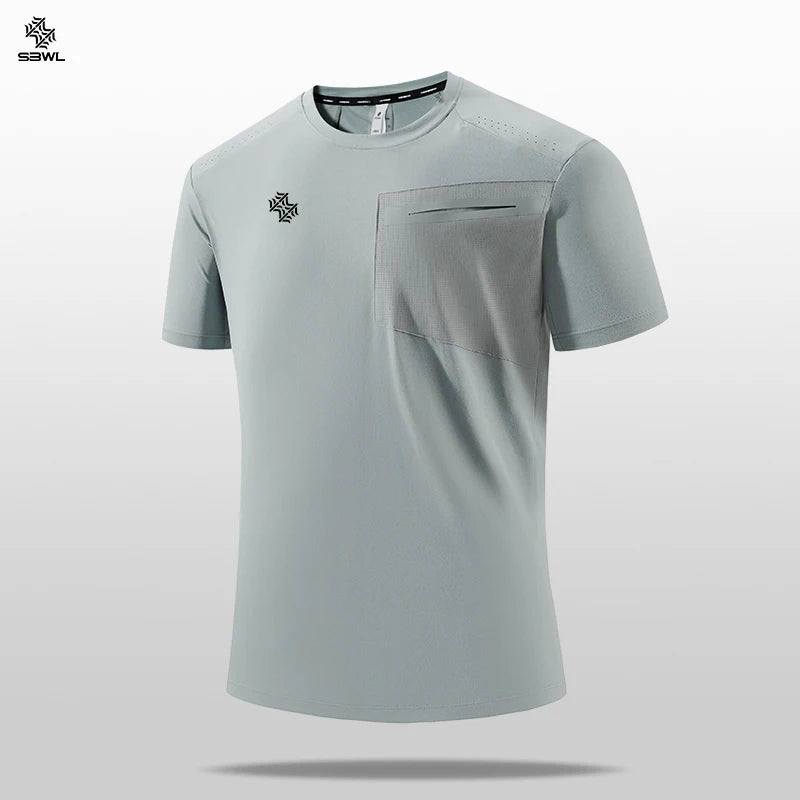 SBWL 2025 Summer men's new outdoor running fitness quick dry sports T-shirt high quality light casual short sleeve Gym Tops Tees