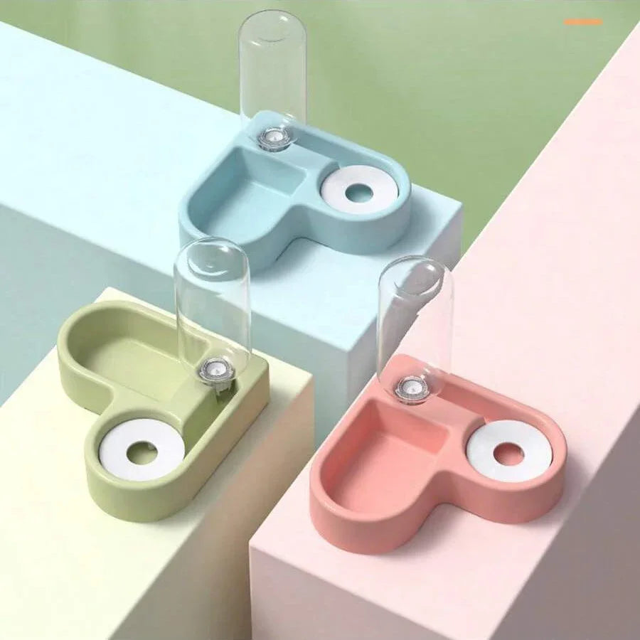 Double Pet Bowl with Water Dispenser - Food & Drink Station