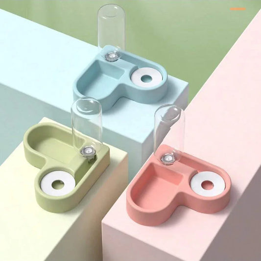 Double Pet Bowl with Water Dispenser - Food & Drink Station