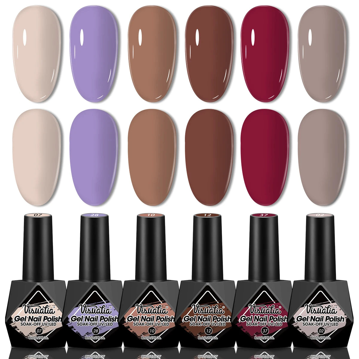 Pink Gel Nail Polish Set - 6pcs All Season Gel Nail Polish Set, UV Gel Polish, Hypoallergenic, Shimmery Finish - Suitable for Na