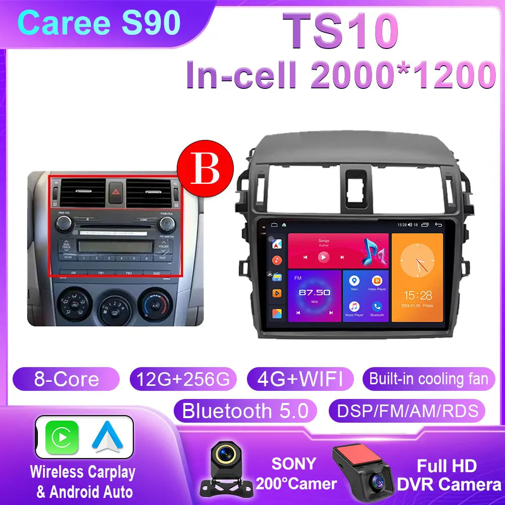 Android 14 For Toyota Corolla 2006 2007 2008 2009 2010 2012 2013 Carplay stereo Car Radio Navigation GPS Multimedia video NO DVD