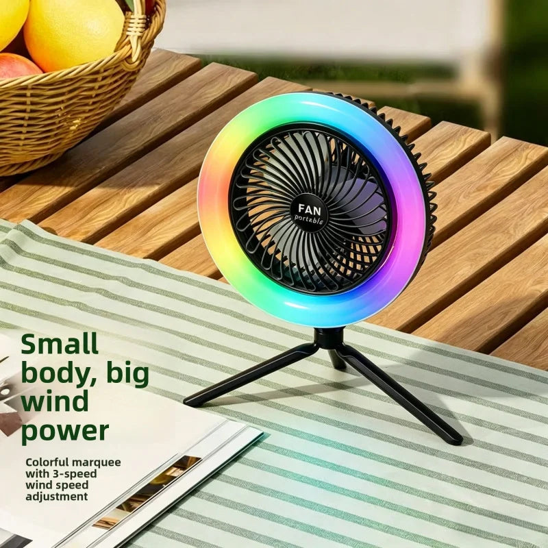 Live Stream Fill Light with Fan Adjustable Brightness Temperature Modes Desktop Tripod Fan Lamp for TikTok YouTube