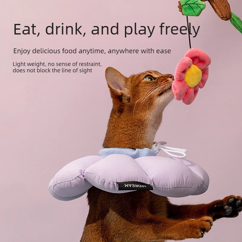 Cat Recovery Collar Soft Flower Elizabeth Cone Anti Lick Bite Waterproof Lightweight Allow Eating Drinking Post Surgery