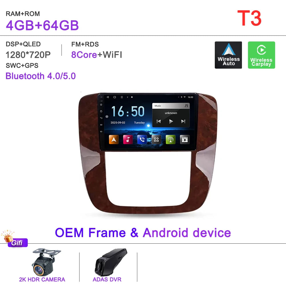 Android 16 For GMC Yukon 3 GMT 900 2006-2014 For Chevrolet Tahoe 3 GMT900 2006-2014 Silverado 2 GMT901 2007-2013 Radio Car GPS