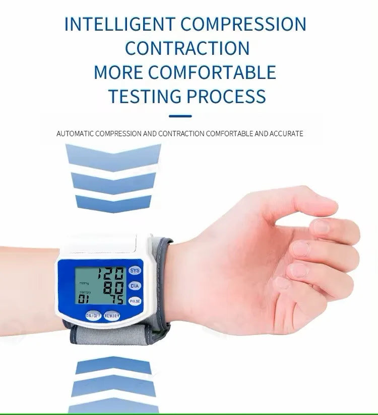 Blood Pressure Monitors for Home Use Rechargeable Wrist Digital BP Machine Cuff with LED Backlit Display, 2 Users with Carrying