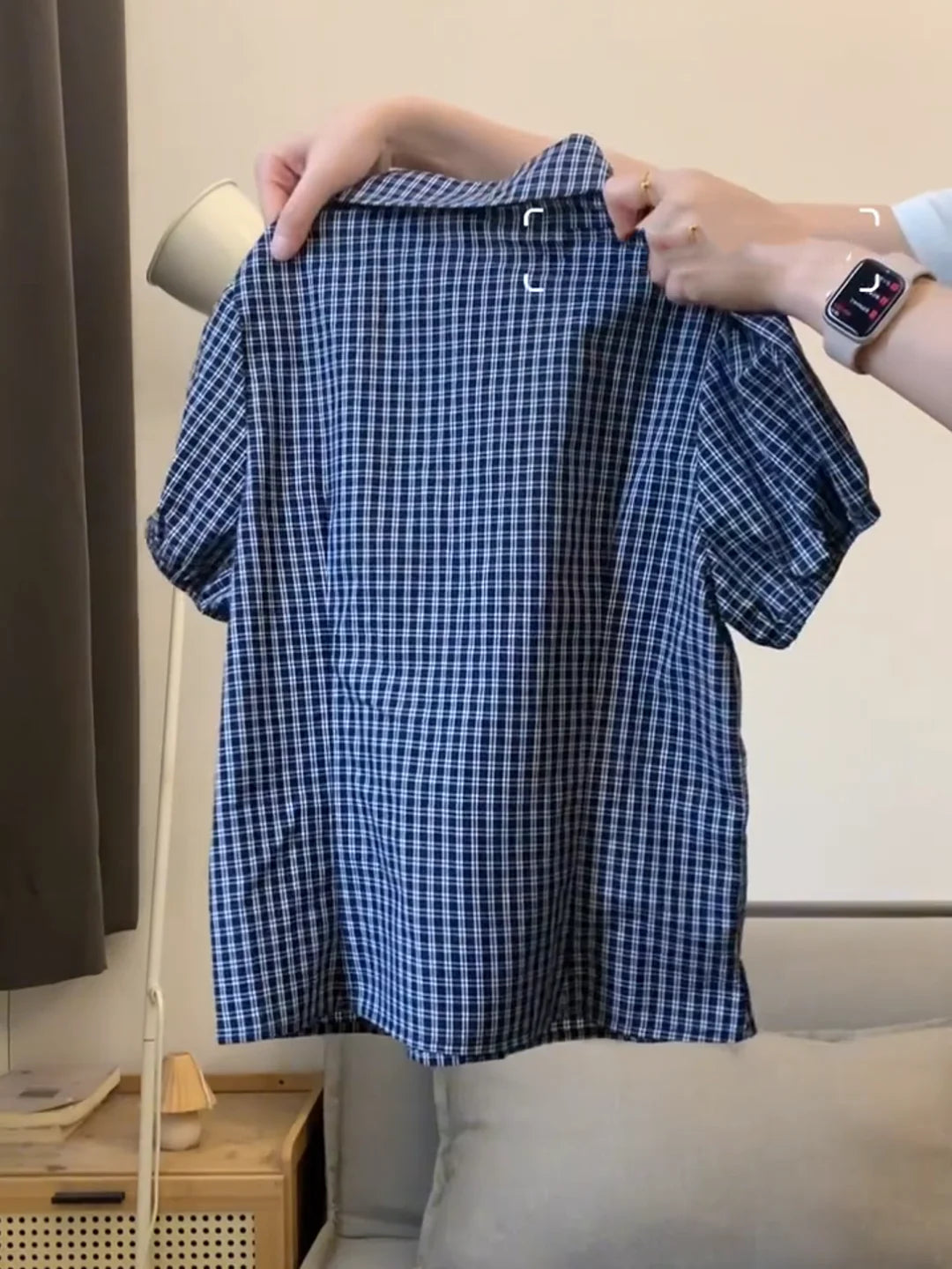 Japanese Plaid Puff Sleeve T Shirt and Cardigan Set Women Summer 2025 Casual Loose Fit Retro Blouse Vintage Sweet Girl Outfit