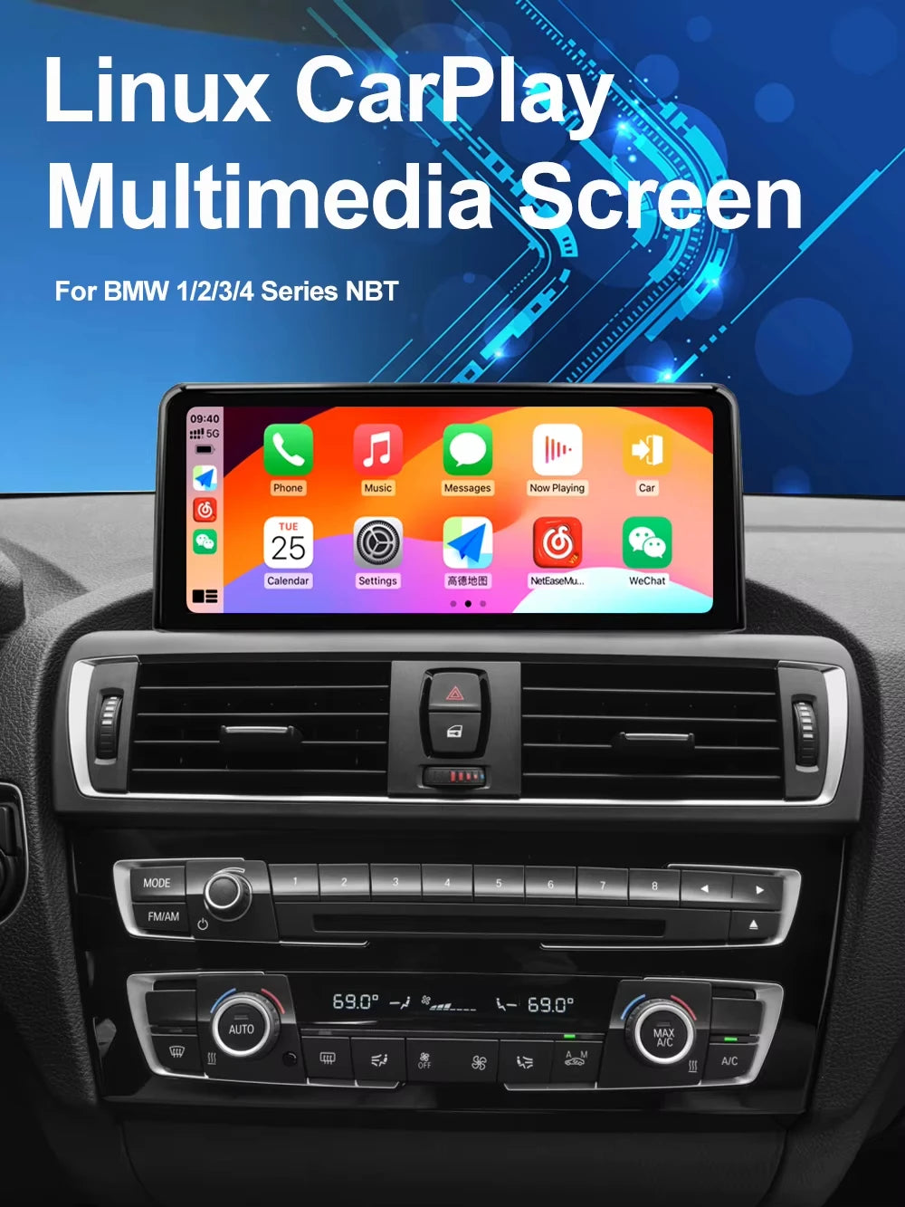 AUTOTOP 10.25”1920*720 Wireless Carplay Android Auto Car multimedia player for F20 F21 F22 F30 F31 F32 F33 F34 F36 NBT 2026-2026