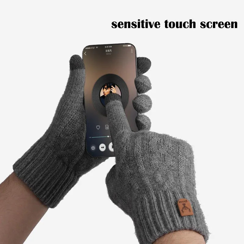 Men's Plush Lined Knit Gloves - Thick Winter Gloves - photo 5