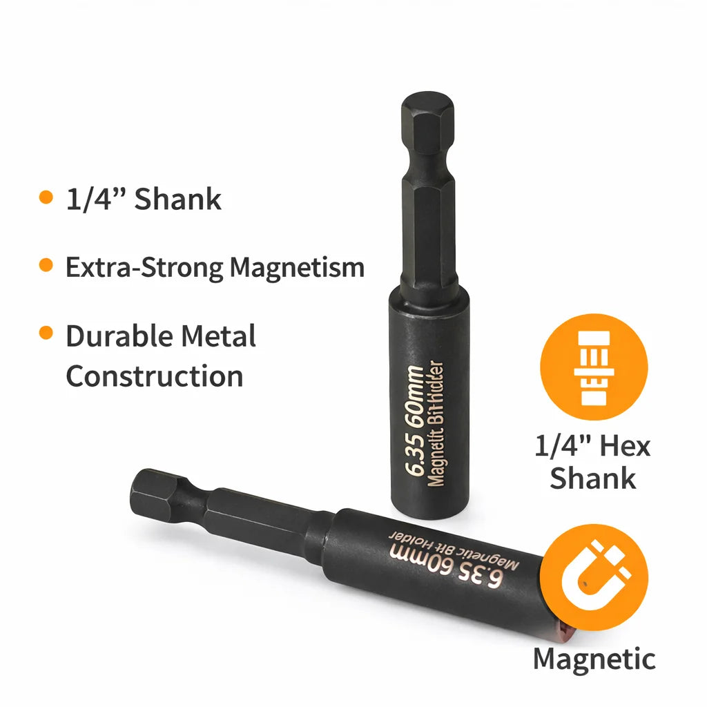 Rafford  60mm 1/4In Head Extension Rod Screwdriver Magnetic Transfer Extension Rod Extension Adapter