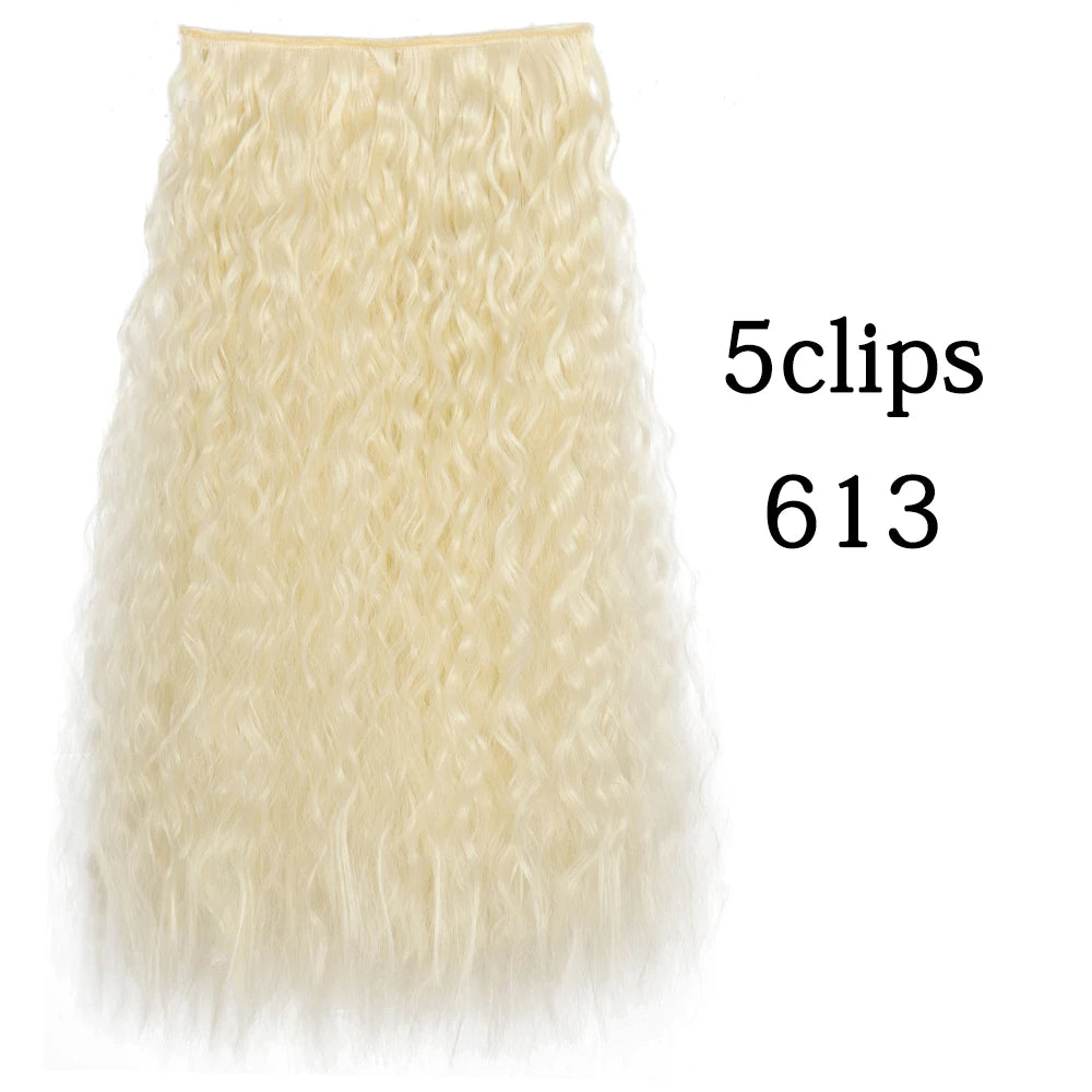 Synthetic 5 Clip In Hair Extensions Long Curly Hairstyle Hairpiece Natural Brown Black 80cm Heat Resistant  Fake Hair For Women