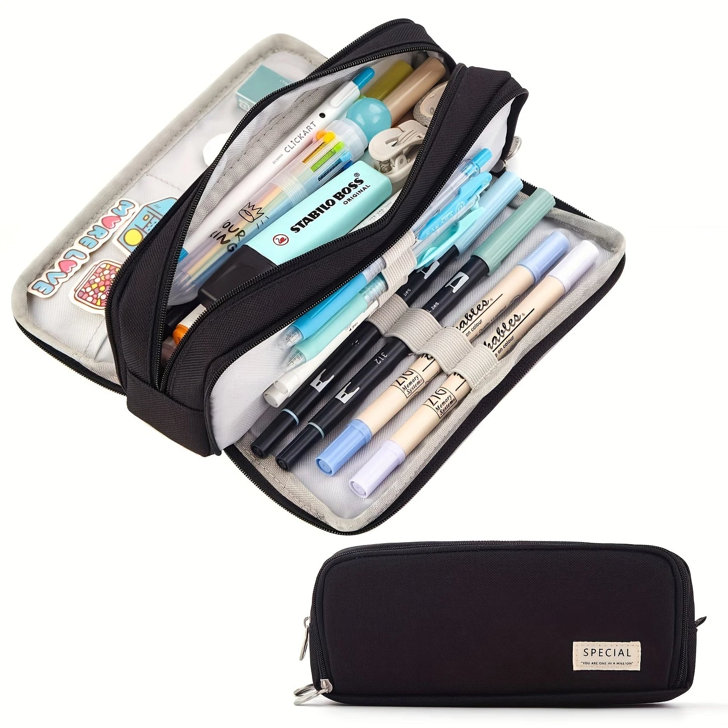 Pink girl-style pencil case with multiple layers and large capacity, sturdy and durable. Perfect partner for stationery storage