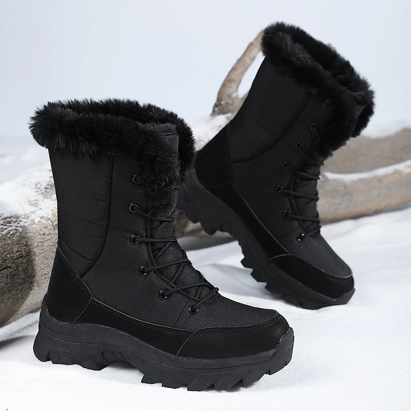 Women's Fleece Lined Mid-Calf Snow Boots - Thick High-Top Winter Boots - photo 2