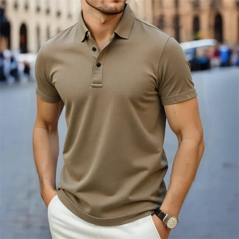 Men's Collared Polo Shirt — Breathable Summer Short Sleeve Top