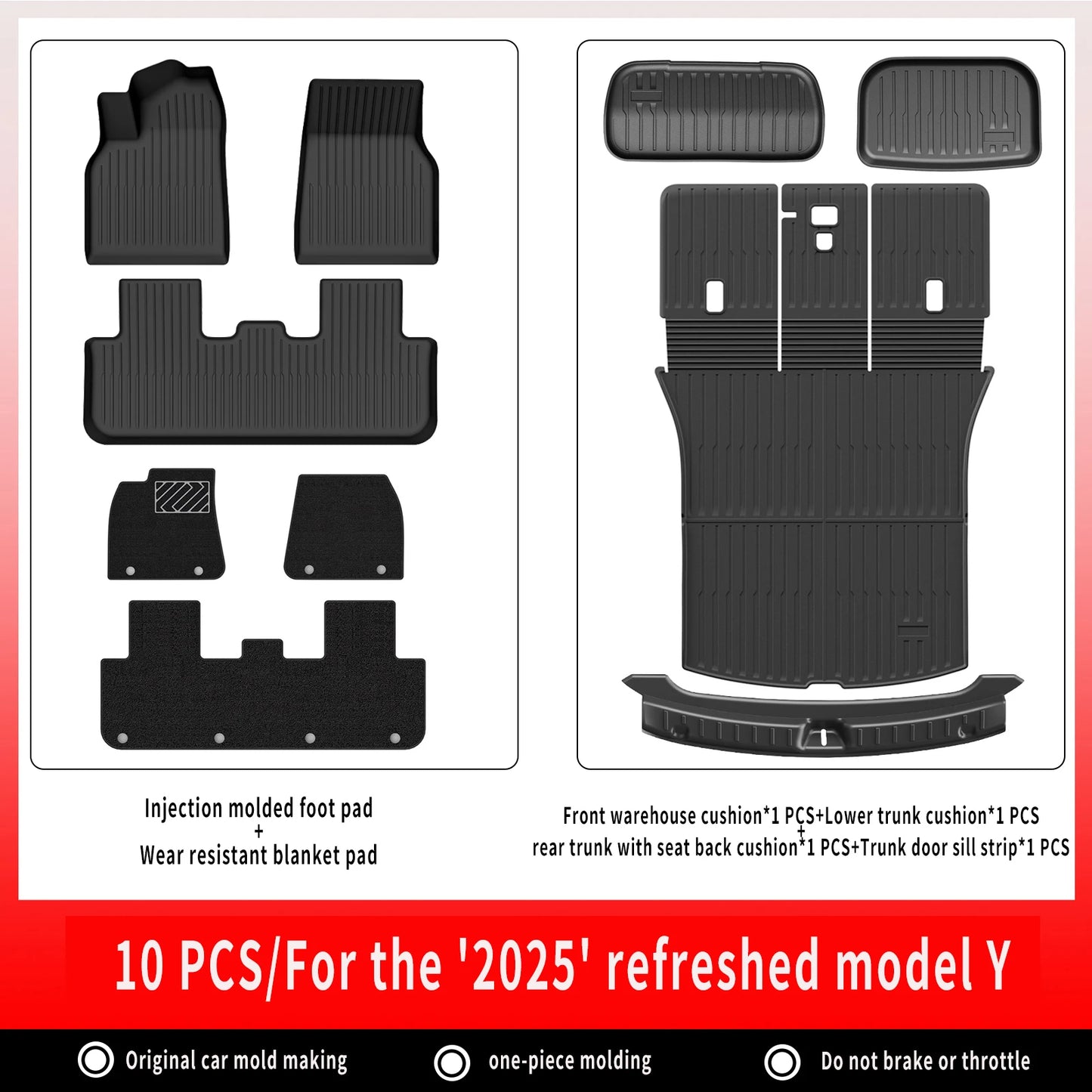For New Tesla Model Y Launch 2026+ Juniper 2026+ TPE Floor Mats & Cargo Liner, All Weather Trunk Mats Floor Liner Backrest Mats