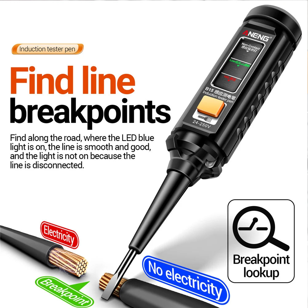 ANENG B15 One-word Screwdriver Tester Highlight Color Indicator Light Professional Electrician Induction Teste Pen Test Tools