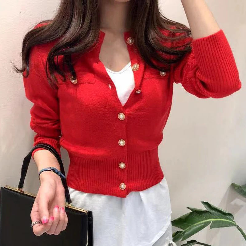 Women's short knit cardigan, single-breasted — view 19 of 20