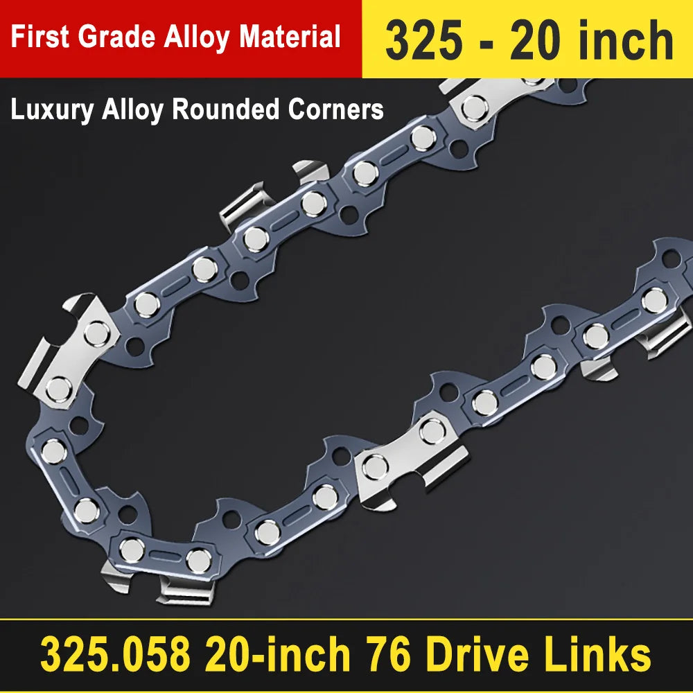 20" Professional Gas Chainsaw 76DL Chain 0.325" Pitch 0.058" Guide Tooth Top-quality Alloy Rounded 20 inch Gasoline Chainsaw Set
