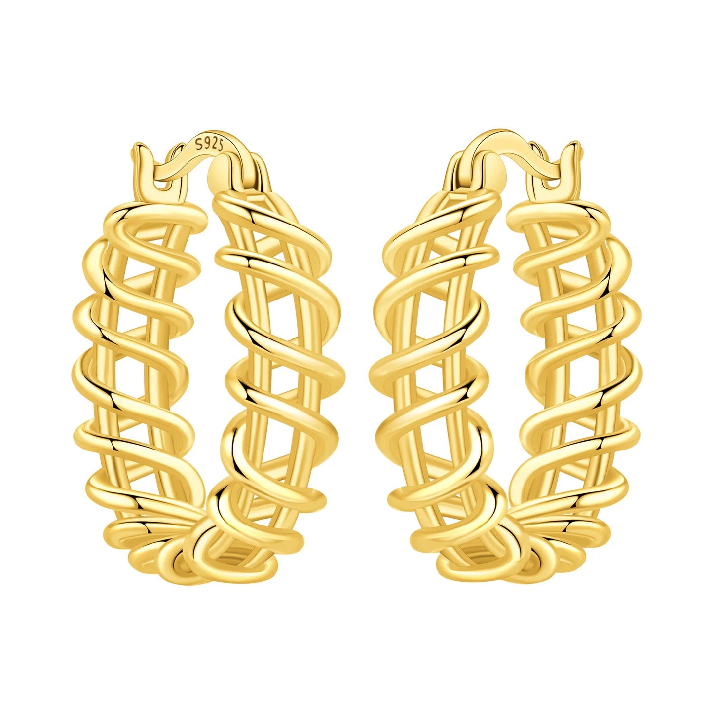 Original 2026 S925 Sterling Silver Zircon 18K Gold Lining Vintage Hoop Earrings for Women Birthday Party Wedding Gift Jewellery