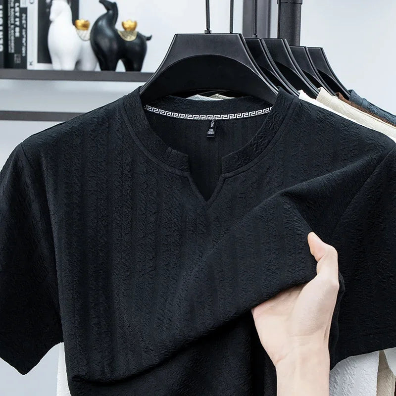 Men's Bubble-Texture Polo - Notched Collar, Soft Stretch Knit