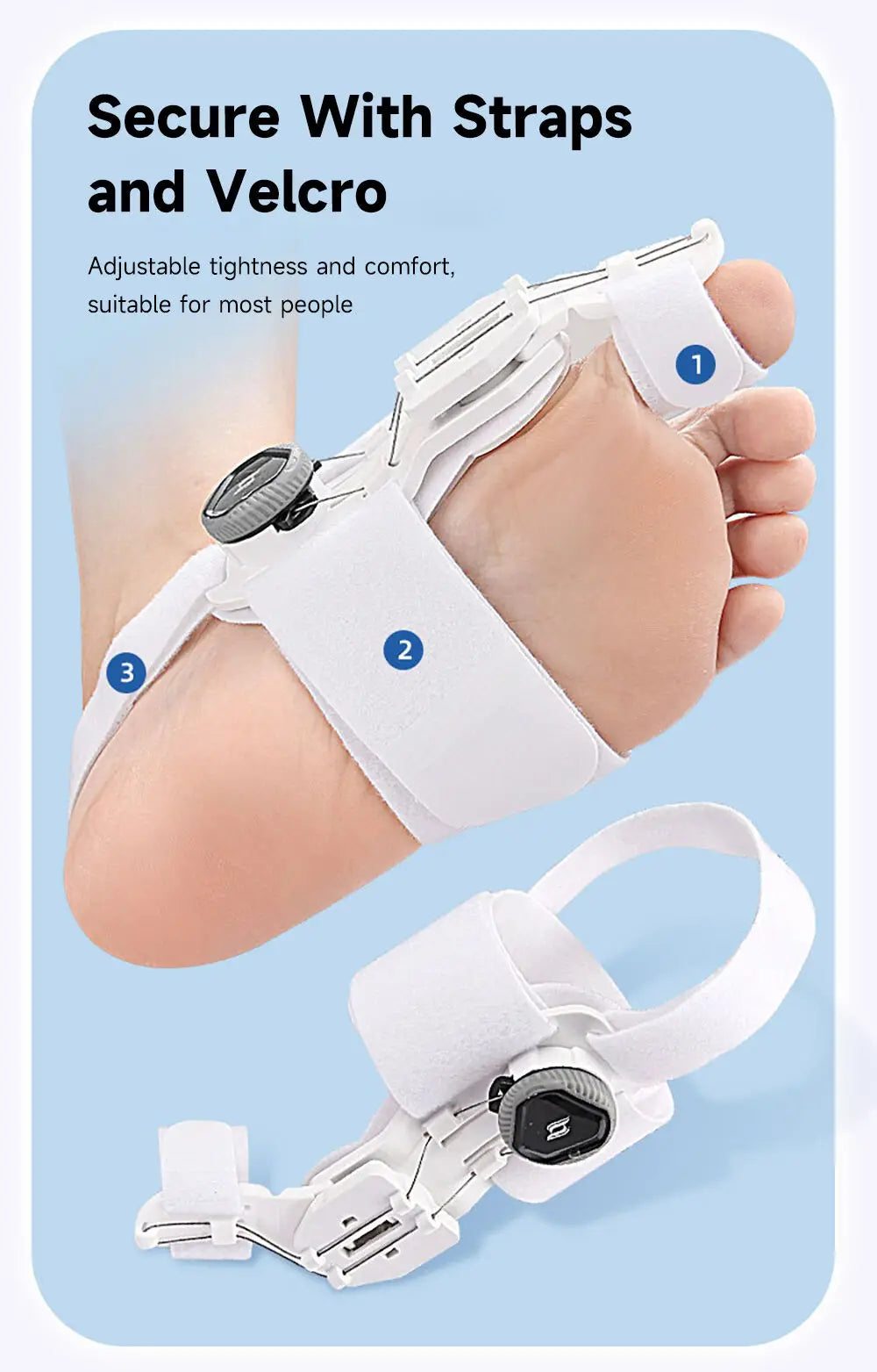 Toe Straightener Bunion Corrector Unisex Valgus Adjustable Toe Corrector Rotatable Separator Splint Braces for Left Right Foot