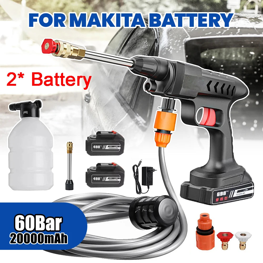 300W Cordless Pressure Washer — 60Bar Foam Car Wash Machine