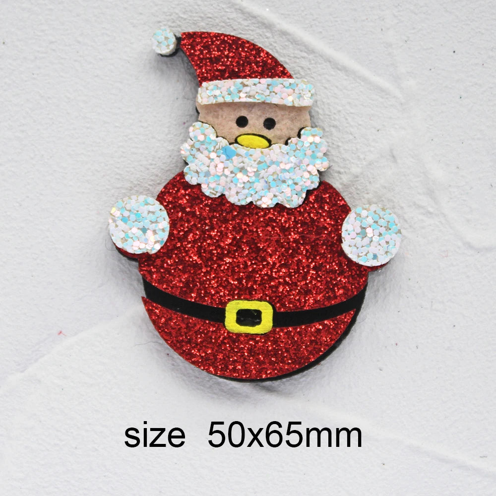 10pcs Glitter Padded Applique Reindeer with Red Nose  for DIY Christmas Hair Clips Bow Accessories Felts Supply Party Decor
